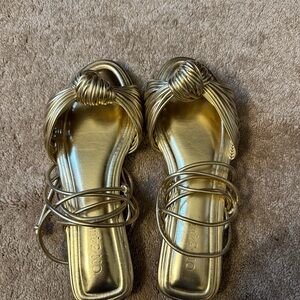 Women’s Gold Jenniee Knot Lace Up Sandals